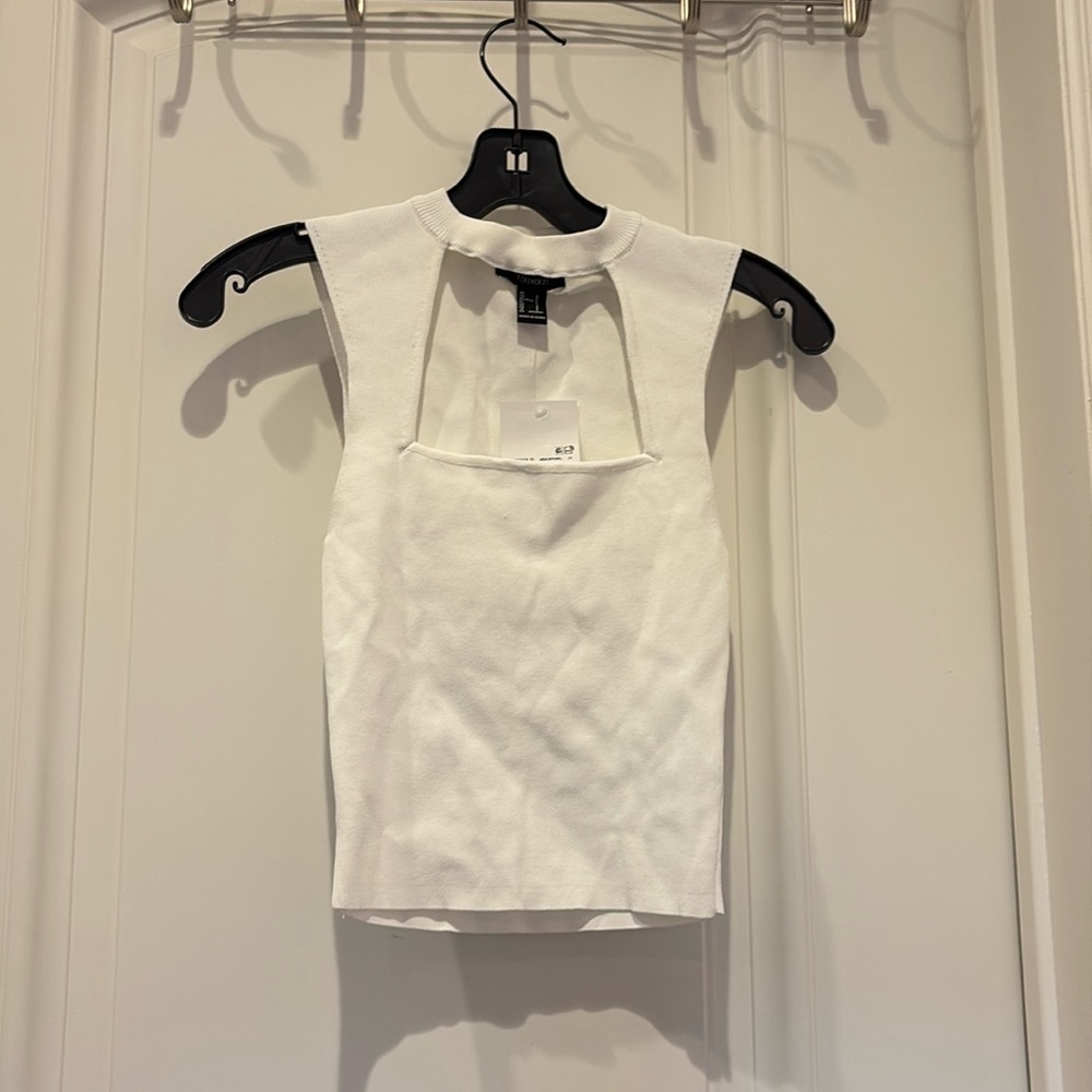 White Cutout Tank Top